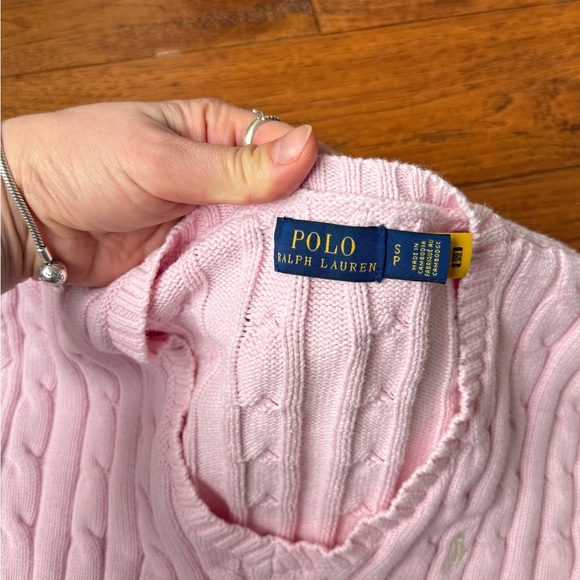 Polo Ralph Lauren Women’s Light Pink Cable Knit V-Neck Sweater – Size S - Picture 3 of 10